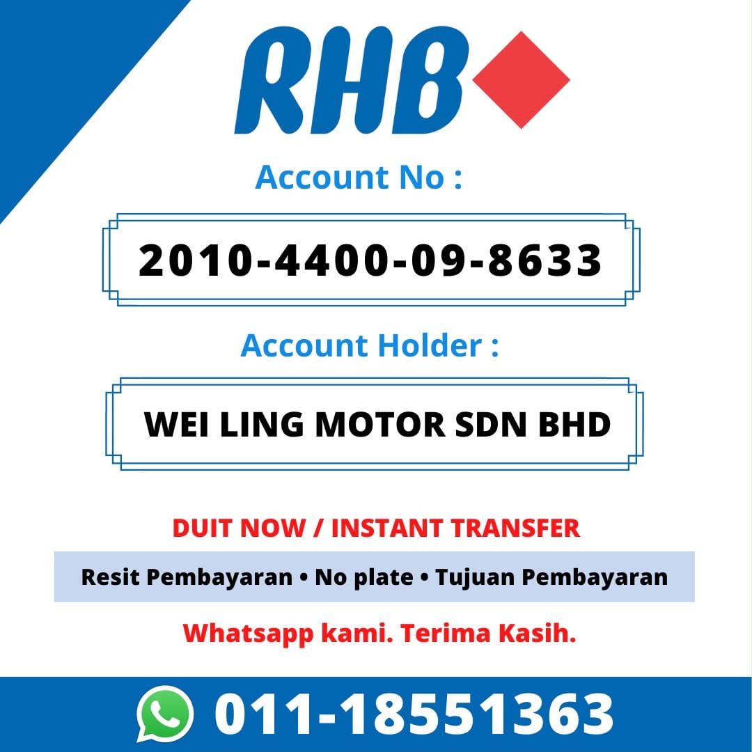 RHB bank account details for Wei Ling Motor Sdn Bhd